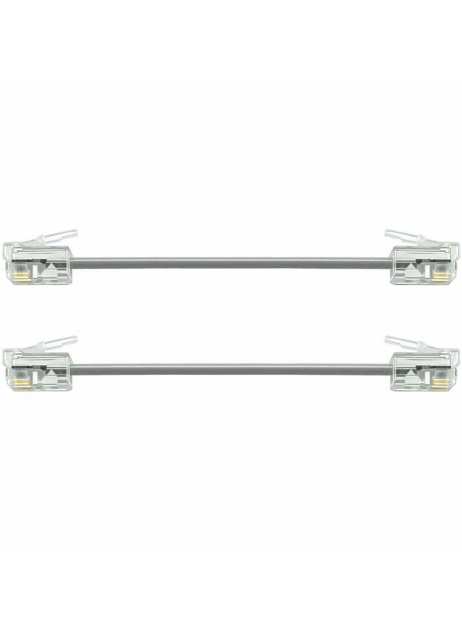 NECABLES 2Pack 3 Inch Short Telephone Cord Phone Cable Wall Phone Cord for Landline RJ11 6P4C Male to Male - Image 1