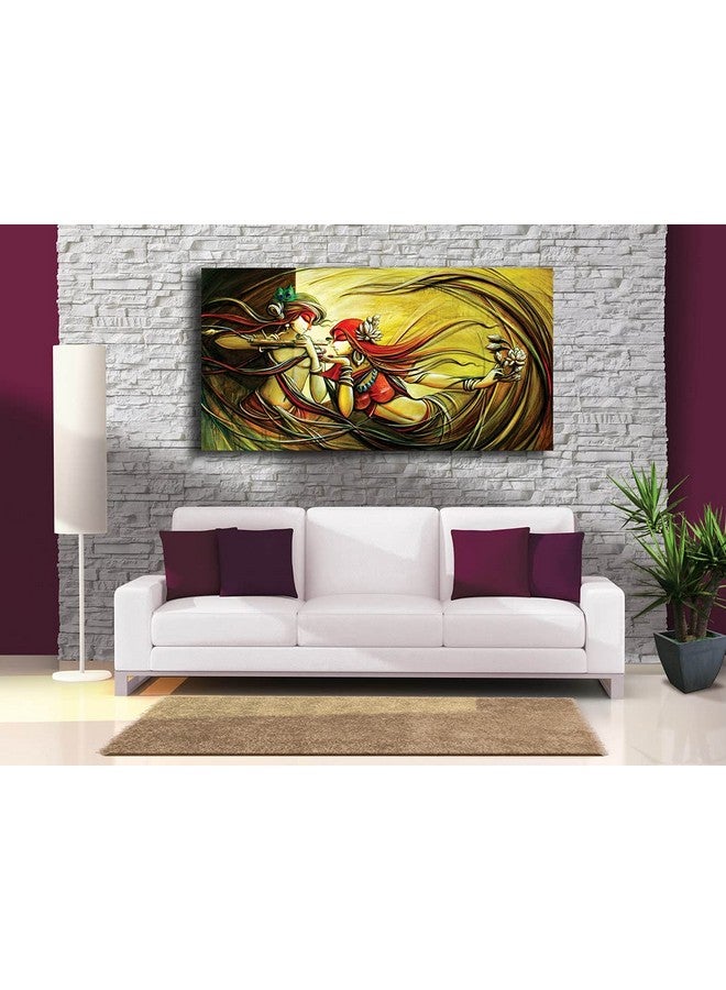 PIXELARTZ لوحة رادها كريشنا بيكسل آرتز بدون إطار مطبوعة على قماش | لوحة فن الجدار رادها كريشنا للمنزل (57x33 بوصة، كبيرة جداً) - Image 2