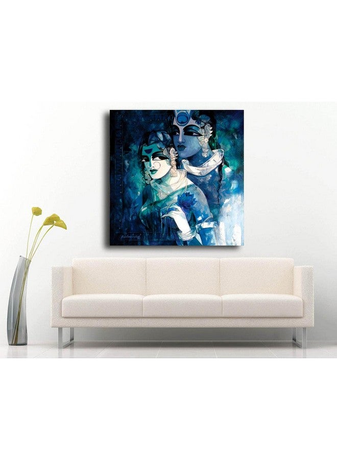 PIXELARTZ لوحة رادها كريشنا بيكسل آرتز بدون إطار مطبوعة على قماش | لوحة فن الجدار رادها كريشنا للمنزل (57x33 بوصة، كبيرة جداً) - Image 3