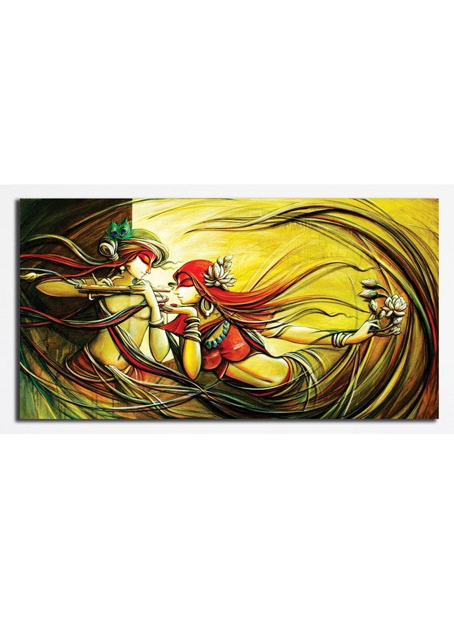 PIXELARTZ لوحة رادها كريشنا بيكسل آرتز بدون إطار مطبوعة على قماش | لوحة فن الجدار رادها كريشنا للمنزل (57x33 بوصة، كبيرة جداً) - Image 1