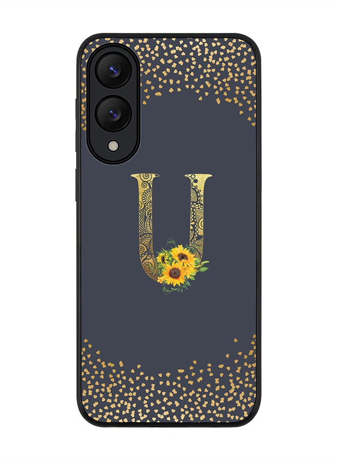 Stylizedd For Samsung Galaxy S25 Edge Case,Slim fit Camera Protection, Shockproof Thin Phone cover  - Custom Floral Monogram - U  (Grey )