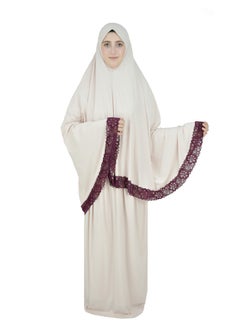 DAMAS COLLECTION Two Piece Islamic prayer dress women with Lace - Prayer Clothes for Women - Prayer Abaya For women - Jilbab 2 piece, Umrah essentials for women - Prayer set  - Image 1