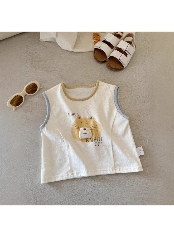 Little Boy Vest and Pants Set with Adorable Patterns, Stylish 2-Piece Outfit for Boys, Summer Outfit with Round Neck Sleeveless Top and Elastic Waist Pants, Perfect for Daily Wear or Various Occasions - Image 5
