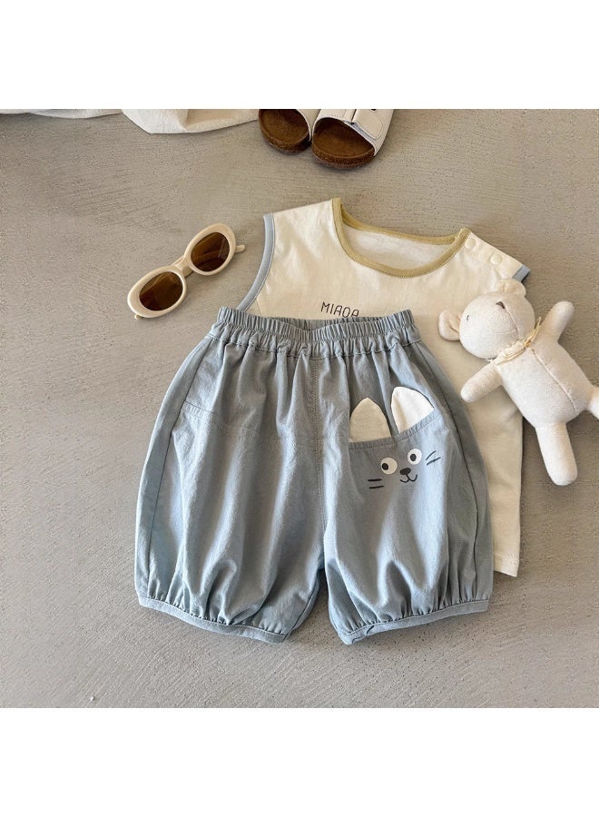 Little Boy Vest and Pants Set with Adorable Patterns, Stylish 2-Piece Outfit for Boys, Summer Outfit with Round Neck Sleeveless Top and Elastic Waist Pants, Perfect for Daily Wear or Various Occasions - Image 4