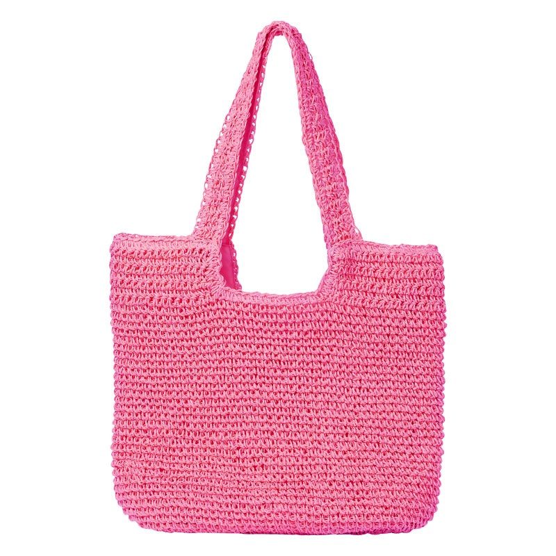 GOLDTIMO Beach Bags for Women - Summer Soft Large Woven Shoulder Purse Handbag, Beach Tote Straw Bag for Summer Vacation, Rose - Image 1