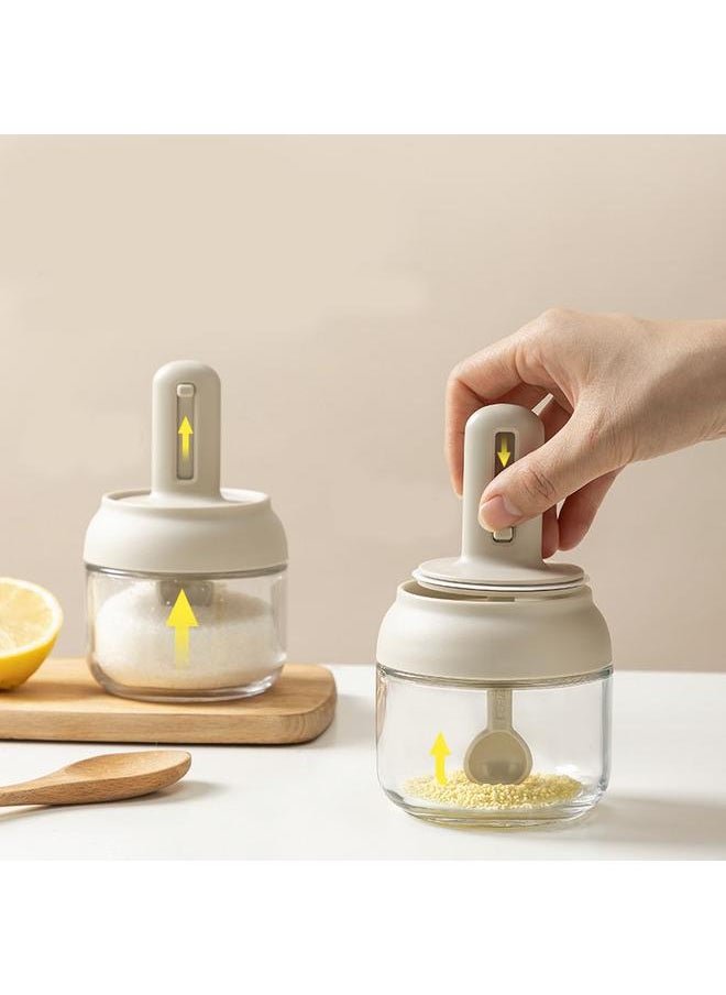Thoraya Seasoning Jar Retractable Spoon Glass Transparent Spice Condiment Storage Container Box for Home Kitchen  - Image 5