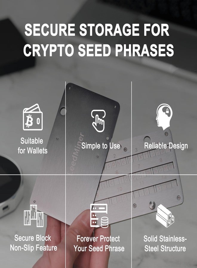 SAMYERLEN Seed Phrase Storage,Crypto Seed Backup 4 Plates Letter 24 Words Bitcoin Crypto Seed Metal Plate, Compatible with BIP39 Hardware Wallets, Ledger, KeepKey, Trezor - Image 5