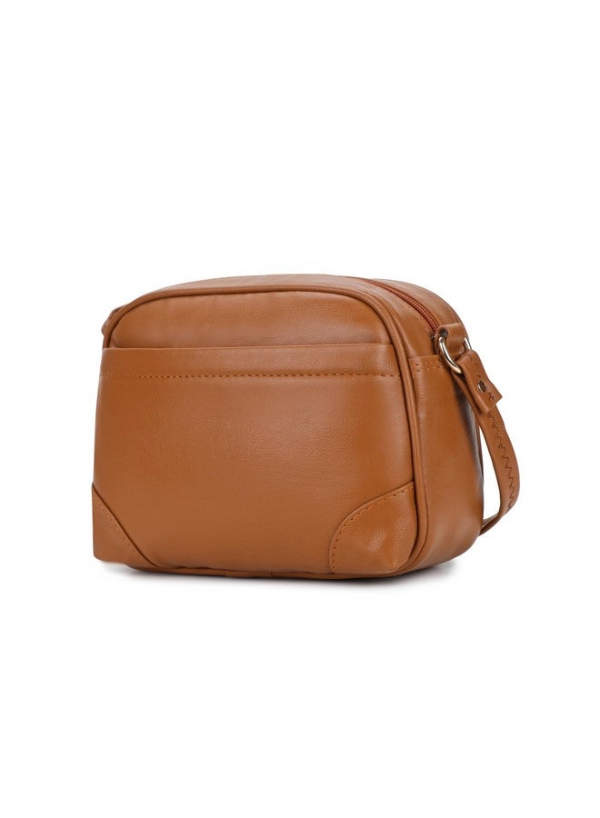 K London Tan Color Women's Cross Body Sling Bag with Pouch faux Leather Sling Bag for Women - Girls Travel Crossbody Bags with Adjustable Strap - Ladies Shoulder Purse Stylish Handbag - Image 4