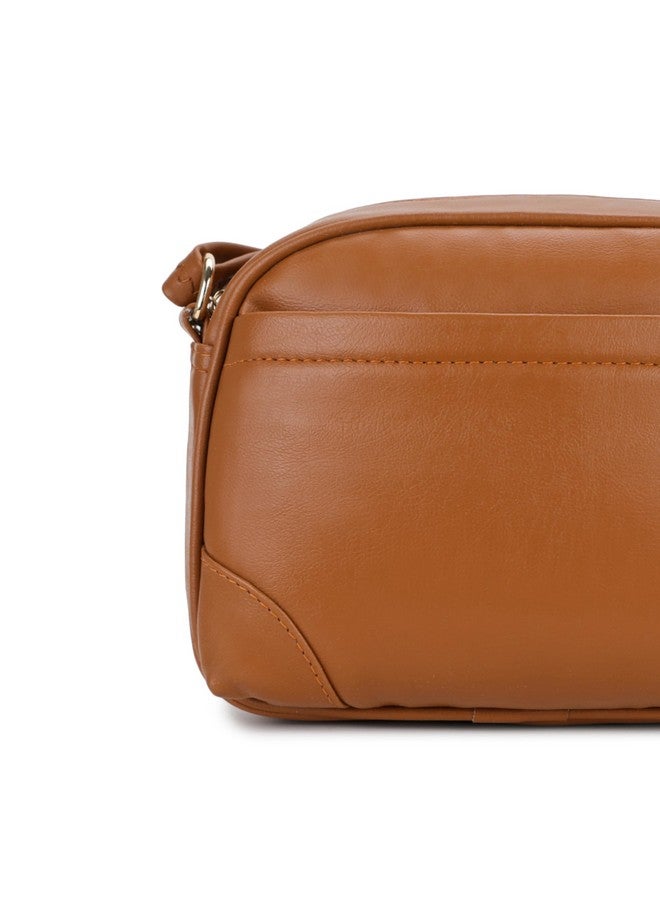 K London Tan Color Women's Cross Body Sling Bag with Pouch faux Leather Sling Bag for Women - Girls Travel Crossbody Bags with Adjustable Strap - Ladies Shoulder Purse Stylish Handbag - Image 3