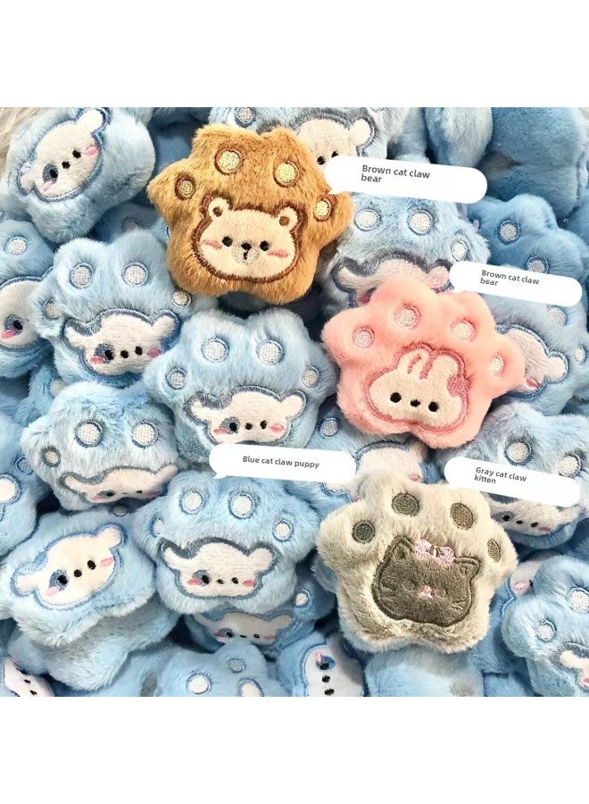 Cute Cartoon Cat's Claw Shape Plush Animal DIY Accessories Decorative Accessories Hat Clothing Accessories Socks Hair Accessories-Specifications:gray Cat Claw Kitten - Image 1