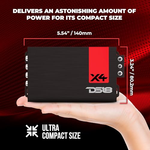 DS18 X4 Amplifier 4-Channel Ultra Compact Class D 4 x 70 Watts RMS @ 4-ohm, Stereo Full Range, Car Audio Amplifier, Great Compact Amp for Motorcycle, Powersports - Image 3