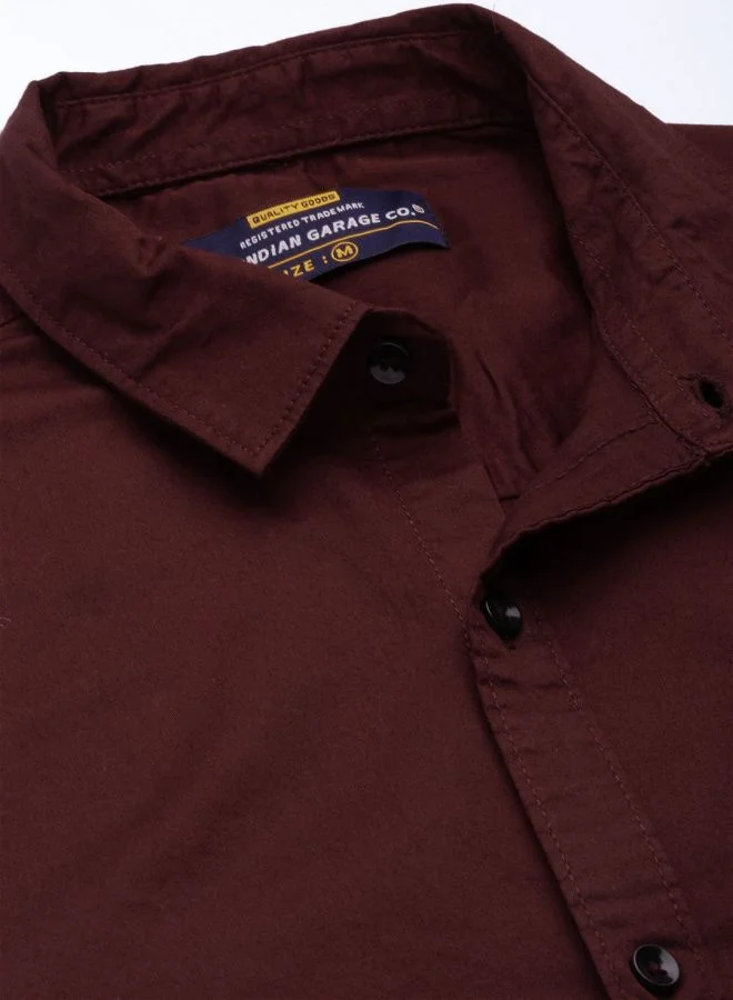 The Indian Garage Co Men Regular Fit Colourblocked Full Sleeves Spread Collar Casual Shirt