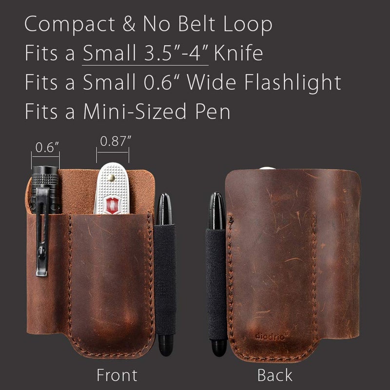 diodrio EDC Leather Pocket Pouch, Knife Organizer Pouch, Pocket Slip, EDC Carrier, with Pen Loop, Everyday Carry Organizers, Full Grain Leather. Chestnut. - Image 2
