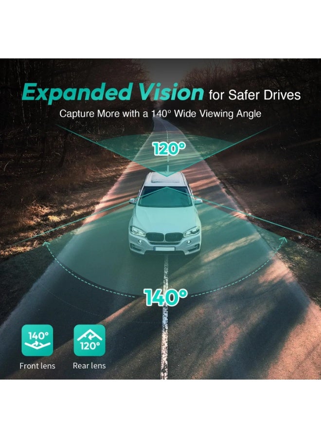 بوتسلاب كاميرا BOTSLAB G500H Pro المزدوجة للسيارة، أمامية بدقة 3K وخلفية بدقة 1080P، مزودة بأنظمة مساعدة السائق المتقدمة (ADAS)، ونظام تحديد المواقع العالمي (GPS) مدمج، ورؤية ليلية، وتسجيل متواصل، وكاميرا أمان للسيارة. - Image 5