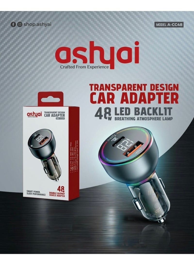 Ashyai A-CC48 48W Dual USB CAR CHARGER | Over Voltage Protection | Fast Charging | Premium Design | High-Quality. - Image 3