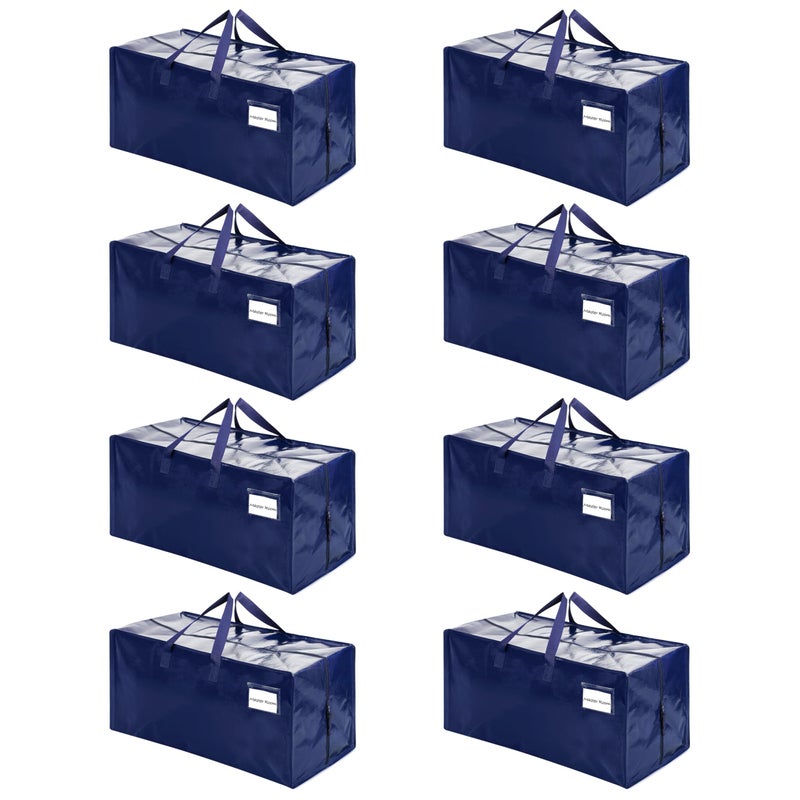 VENO 8 Pack Moving Bags w/Backpack Straps, Heavy Duty, Moving Boxes Alternative, Packing Supplies, Large Storage Totes for Dorm Room Essentials with Zipper for Clothes (Blue, 8 Pack) - Image 1