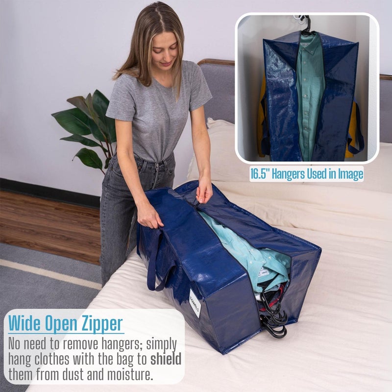 VENO 8 Pack Moving Bags w/Backpack Straps, Heavy Duty, Moving Boxes Alternative, Packing Supplies, Large Storage Totes for Dorm Room Essentials with Zipper for Clothes (Blue, 8 Pack) - Image 3