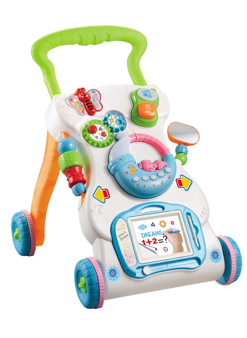 HUNGER Sit-to-Stand Learning Walker Tenlso Baby Walking Toys,Push Pull Toys - Adjust Speed, Non-Slip, Prevention O-Leg With Music,Mirror,Book - 0-3 Year Old - Image 2