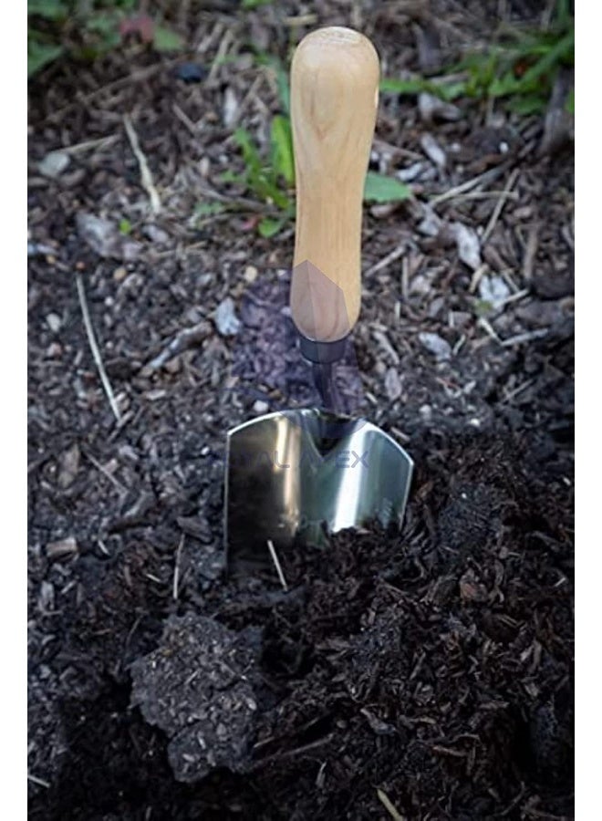 Biella Soil Scoop Garden Wooden Hand Shovel Tool Non-Slip Ergonomic Handle For Planting, Transplanting, Weeding, Moving And Smoothing Soil Etc - Image 3