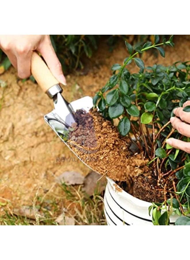 Biella Soil Scoop Garden Wooden Hand Shovel Tool Non-Slip Ergonomic Handle For Planting, Transplanting, Weeding, Moving And Smoothing Soil Etc - Image 5