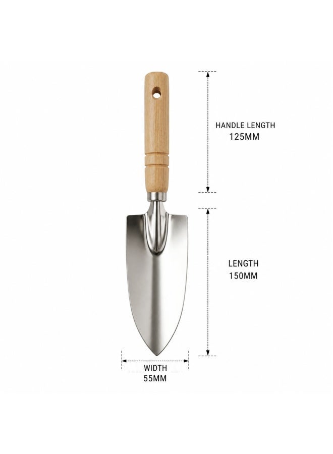 Biella Soil Scoop Garden Wooden Hand Shovel Tool Non-Slip Ergonomic Handle For Planting, Transplanting, Weeding, Moving And Smoothing Soil Etc - Image 2