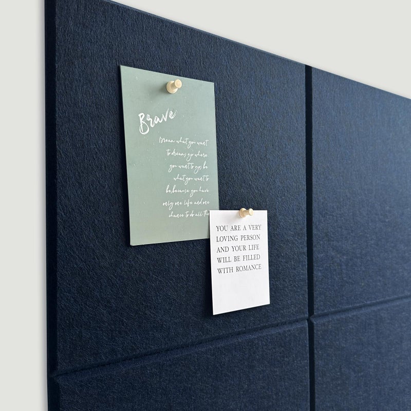 AkuDecor Large Cork Board for Office Wall Decor,48"x36"-12 Pack Felt Wall Tiles with Safe Removable Adhesive Tabs, Thicker 0.47in, Felt Bulletin Board Pin Board Cork Boards for Walls - Dark Blue - Image 4