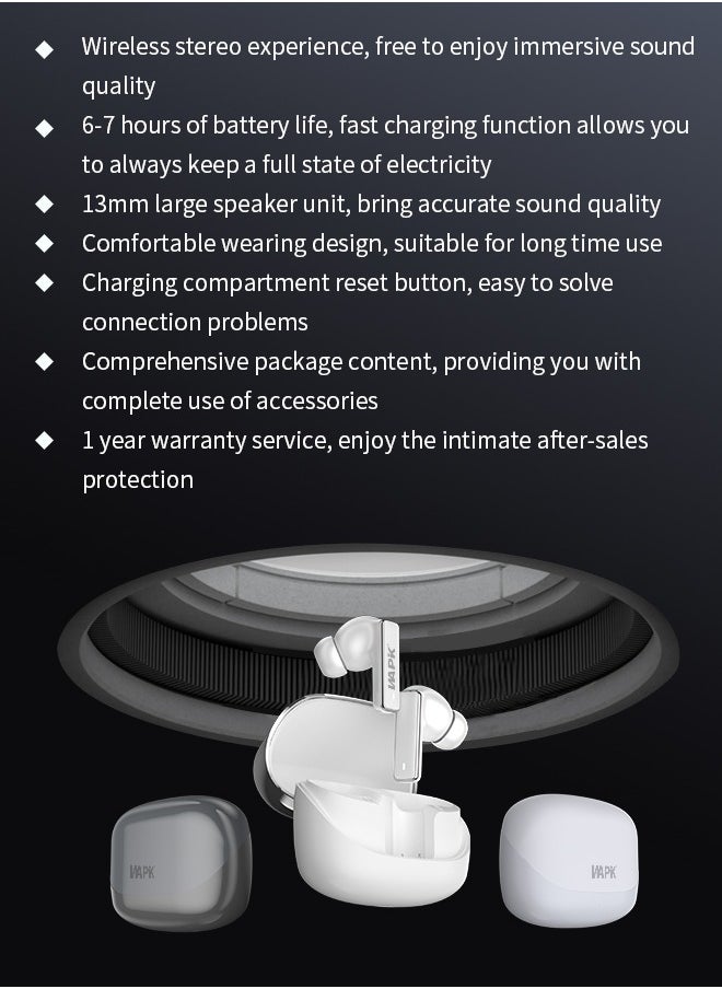Korean Brand RS2 True Wireless Earphones, Korean Brand, 6 Mics Hybrid ANC with AI Wind Noise Reduction, -42dB Noise Cancelling, Transparency Mode, Normal Mode, ANC Mode, 30-Hour Battery Life, Bluetooth 5.4, IPX5 Waterproof, Powerful Bass, Silver White - pzsku/Z97ADD9289C07ECCB96B2Z/45/_/1734937918/436f107d-786b-4dfd-9e66-e62c2030948a