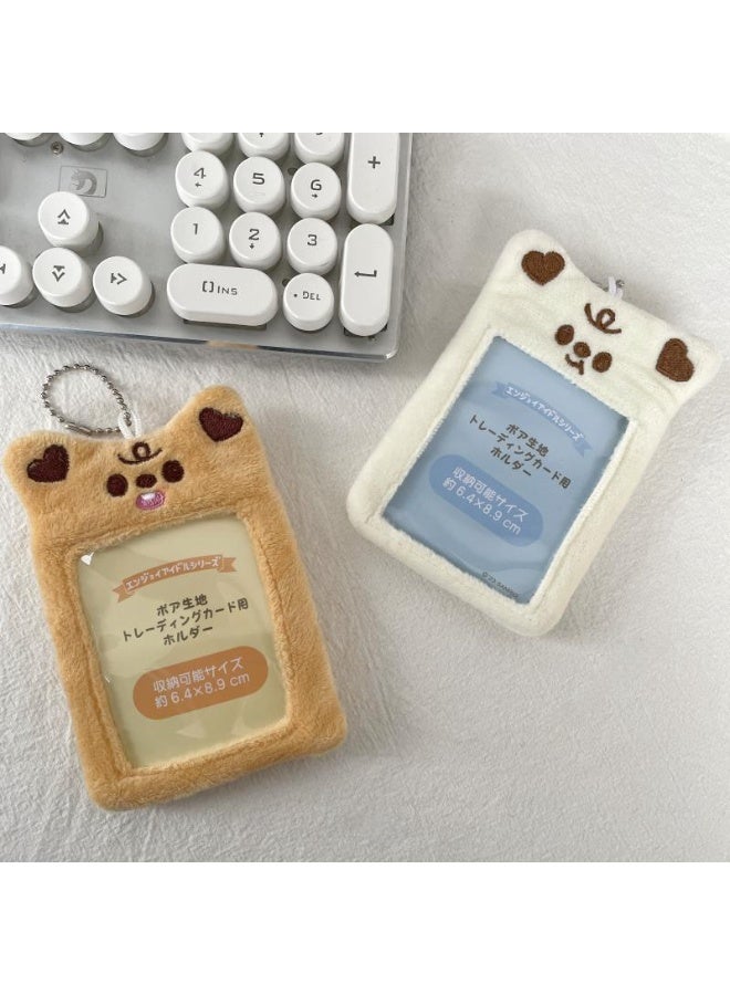 NIBEMINENT 1 - Piece Cute Little Bear Rabbit Kpop Photo Card Holder Pendant Key Chain ID Badge Holder ID Card Holder Photo Card Protector for School ID Office ID Access Card for Women Girls - Image 3