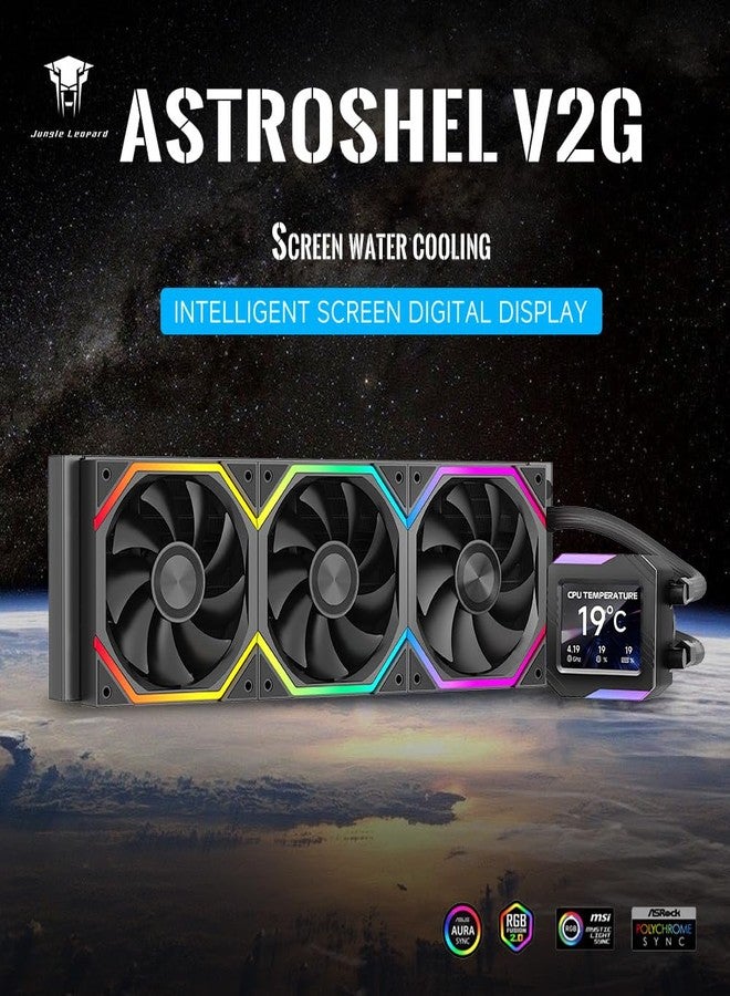 Jungle Leopard Astroshel V2G 360 Argb Water Cooling CPU Cooler|3 * 120mm PWM Fans with 2000RPM|Customizable LCD Digital Display Screen|for Intel LGA1851/1700/1200/115X AMD AM4/AM5(White-360mm) - Image 2