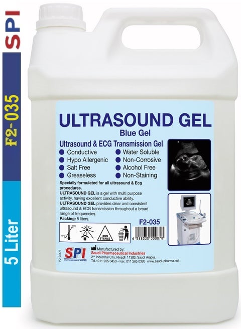 Acoustic Wave Gel Bacteriostatic for Ultrasound and Doppler Machines and Monitors Gallon 5L ( Blue )