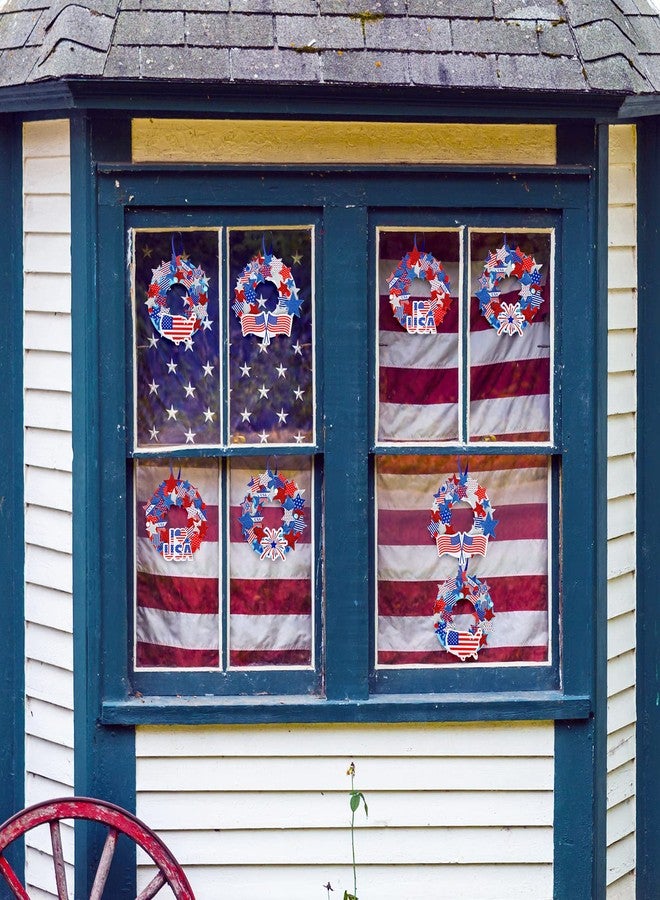 Whaline Patriotic Foam Wreath Crafts Kit American Flag Star Stickers, Glitter Star Stickers, Pompom Ball Eyes, Blue Ribbon 4th of July DIY Foam Wreath Signs for Independence Day Art Projects, 12Pcs - Image 5