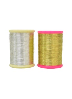 Embroiderymaterial Embroiderymaterial Gold & Real Silver Plated Metallic Zari Embroidery Thread Combo - 2 Roll - 200 Meter/Roll  - Image 1