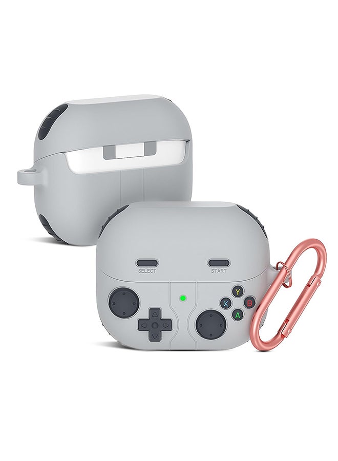 O Ozone Case For Samsung Galaxy Buds3 Case & Galaxy Buds 3 Pro Case Cover (2024), 3D Game Console Design Silicone Protective Cover with Keychain- Grey - Image 1