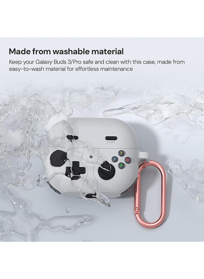O Ozone Case For Samsung Galaxy Buds3 Case & Galaxy Buds 3 Pro Case Cover (2024), 3D Game Console Design Silicone Protective Cover with Keychain- Grey - Image 3