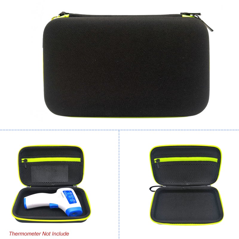 Thermometer Case Hard EVA Semi-Waterproof Shockproof Compact - Durable Lightweight Travel Organizer With Hand Strap Green for Digital Thermometer Cosmetics USB Chargers - Image 1