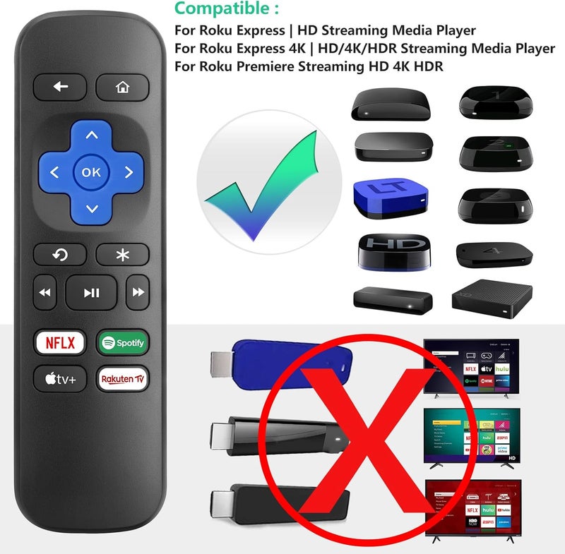 LOUTOC Remote-Control-for-Roku Express, for Roku Box, for Roku Premiere, for Roku Player, with Netflx, Aple tv+, Spotify, Rakten TV Buttons - Image 2