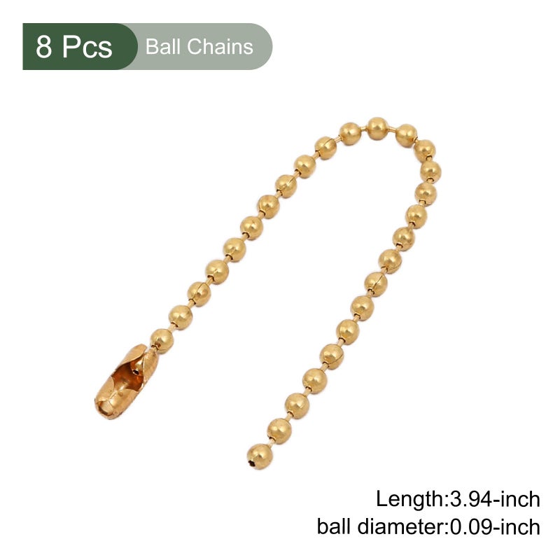 YOKIVE 8 Pcs Ball Chain, Bead Extension Keychain Cord with Connector Clasp Accessories Decoration Making, Great for Art, Handmade, DIY (Golden, 3.94-Inch) - Image 2