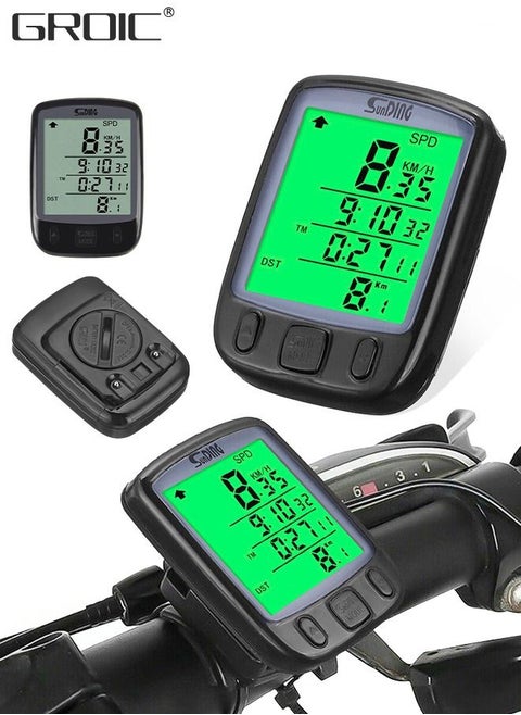 عداد سرعة الدراجة مقاوم للماء لاسلكي للدراجات عداد مسافات الدراجة مع شاشة LCD ووظائف متعددة، ملحقات الدراجة