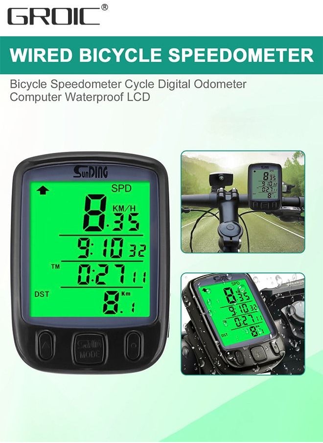 عداد سرعة الدراجة مقاوم للماء لاسلكي للدراجات عداد مسافات الدراجة مع شاشة LCD ووظائف متعددة، ملحقات الدراجة