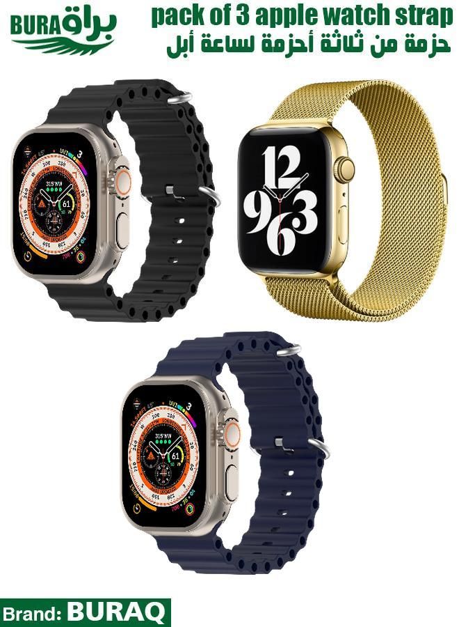 BURAQ Apple Watch Band Strap For Apple Watch Ultra 2/Ultra 49mm, Series 10 46mm, 9/8/7 45mm, SE2/SE/6/5/4 44mm, 3/2/1 42mm 