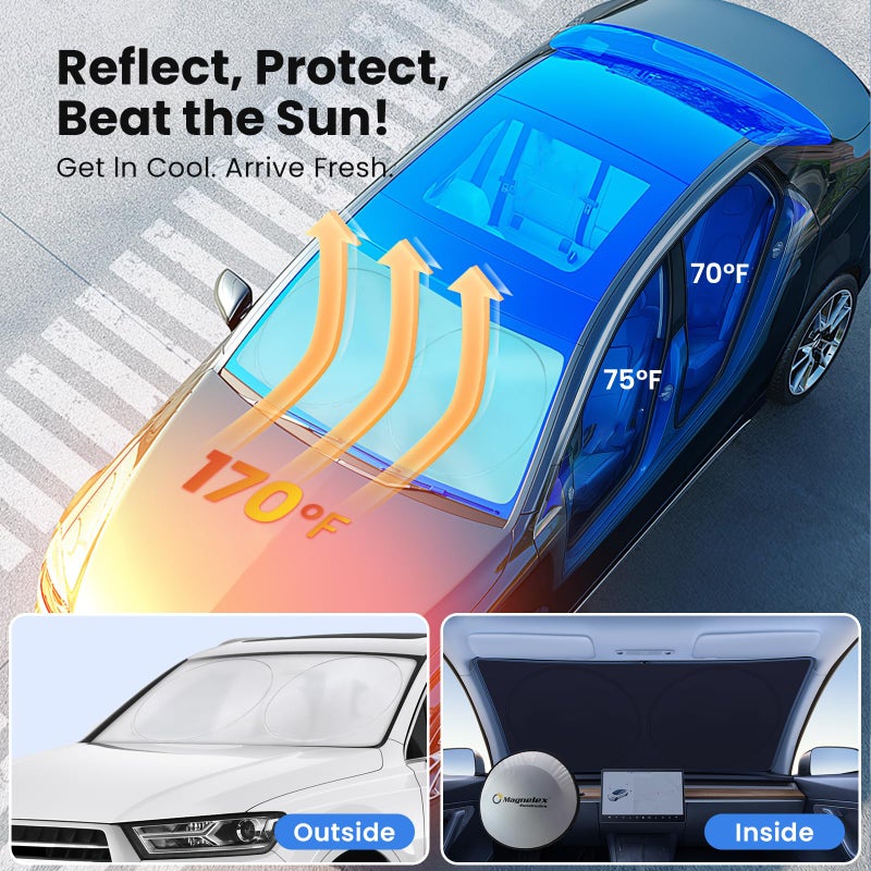 Magnelex Car Windshield Sunshade | Innovative No-Light-Pass Technology for Maximum Protection | Foldable Sun Shade Keeps Your Vehicle Cool | Fit for Cars, Trucks, and SUVs | X-Large (65.7 x 36.4 in) - Image 2