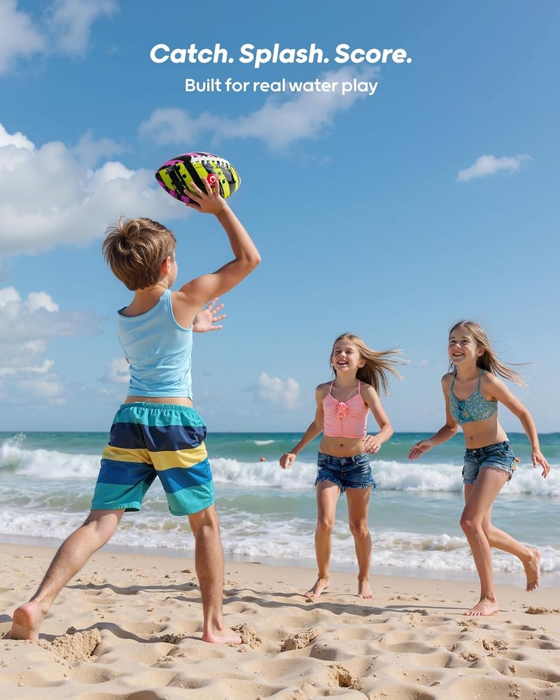 QPAU Waterproof Football, 2 Pack 9 Inches Outdoor Games for Adults and Kids, Fun Swimming Pools Toys and Accessories for Beach Lake Park Backyard - Image 3