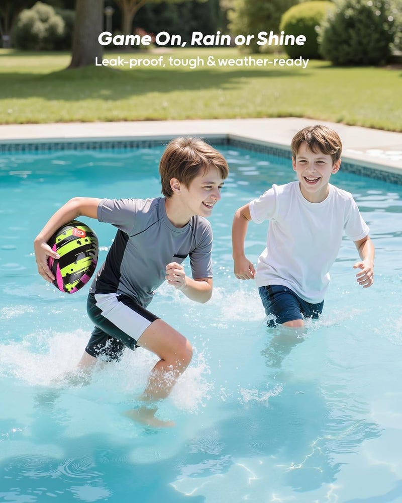 QPAU Waterproof Football, 2 Pack 9 Inches Outdoor Games for Adults and Kids, Fun Swimming Pools Toys and Accessories for Beach Lake Park Backyard - Image 4