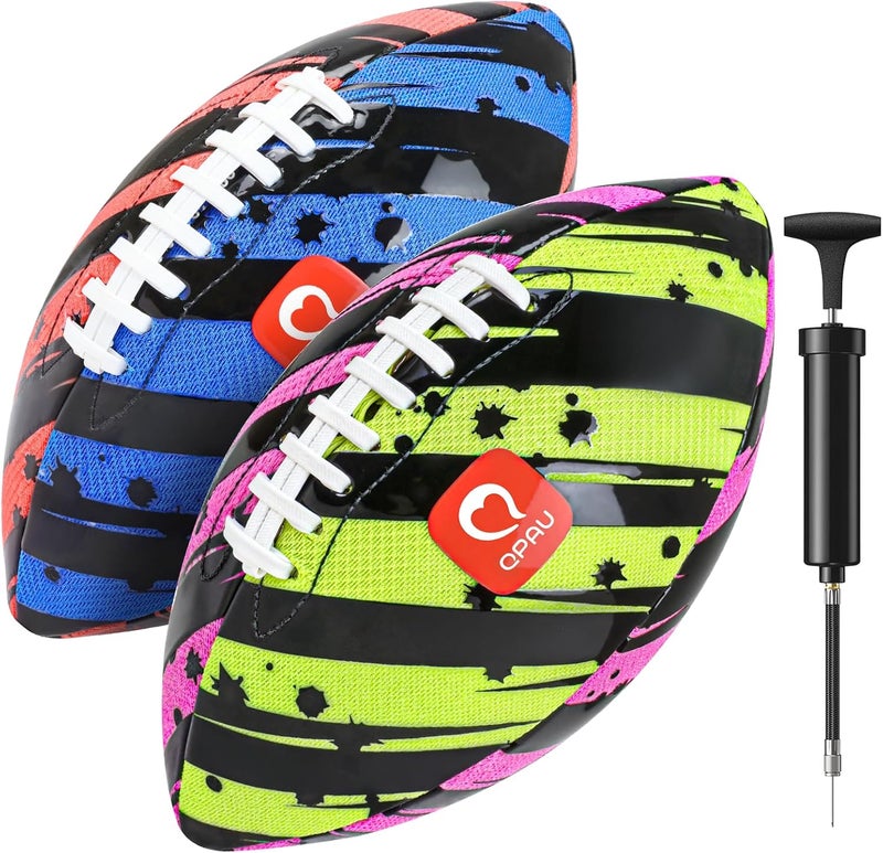 QPAU Waterproof Football, 2 Pack 9 Inches Outdoor Games for Adults and Kids, Fun Swimming Pools Toys and Accessories for Beach Lake Park Backyard - Image 1