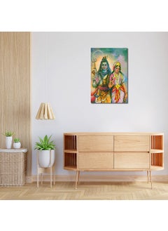 Namaste Home Namaste Home Indian God Shiva Parvati Religious Poster for Wall Wall Poster Laminated Paper Medium Size 18X12 Inches Multicolour 