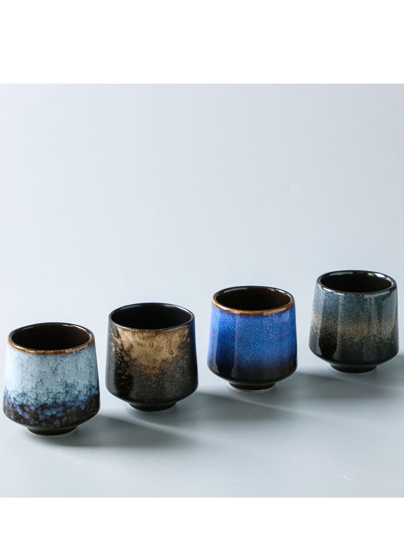 HOMESTAR 4-Piece Ceramic Teacup Espresso Coffee Cup Porcelain Tea Set Chinese Bowl Drinkware Box Package for Gifts 220ML - Image 2