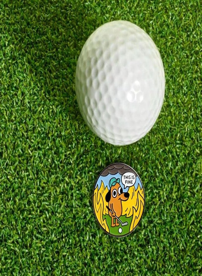 Pinsanity “This is Fine” Funny Golf Ball Marker with Hat Clip – Novelty Golfing Accessory & Gift for Golfers - Image 4