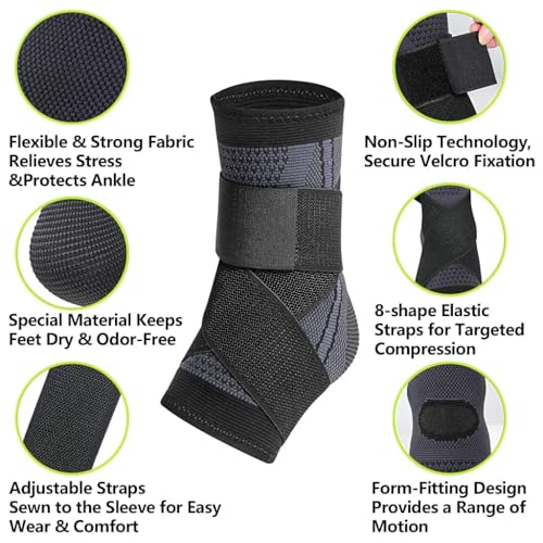 Cetaplast Ankle Support for Ligament Damage Sprained Ankle, Achilles Tendonitis Foot & Plantar Fasciitis Support Strap, Heel Pain Relief & Wrap for Compression (Large) - Image 3