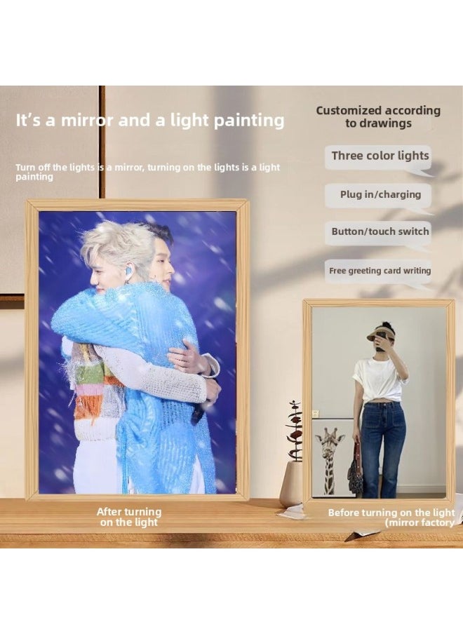Generic - Bkpp Star Peripheral Mirror Lighting Painting DIY Simple Charging Home Atmosphere Decorative Light Creative Photo Frame Picture Frame-Color:Jz 1189-4 Bkpp_USB Need To Be Plugged In And Use 3-color Button Models - Image 1
