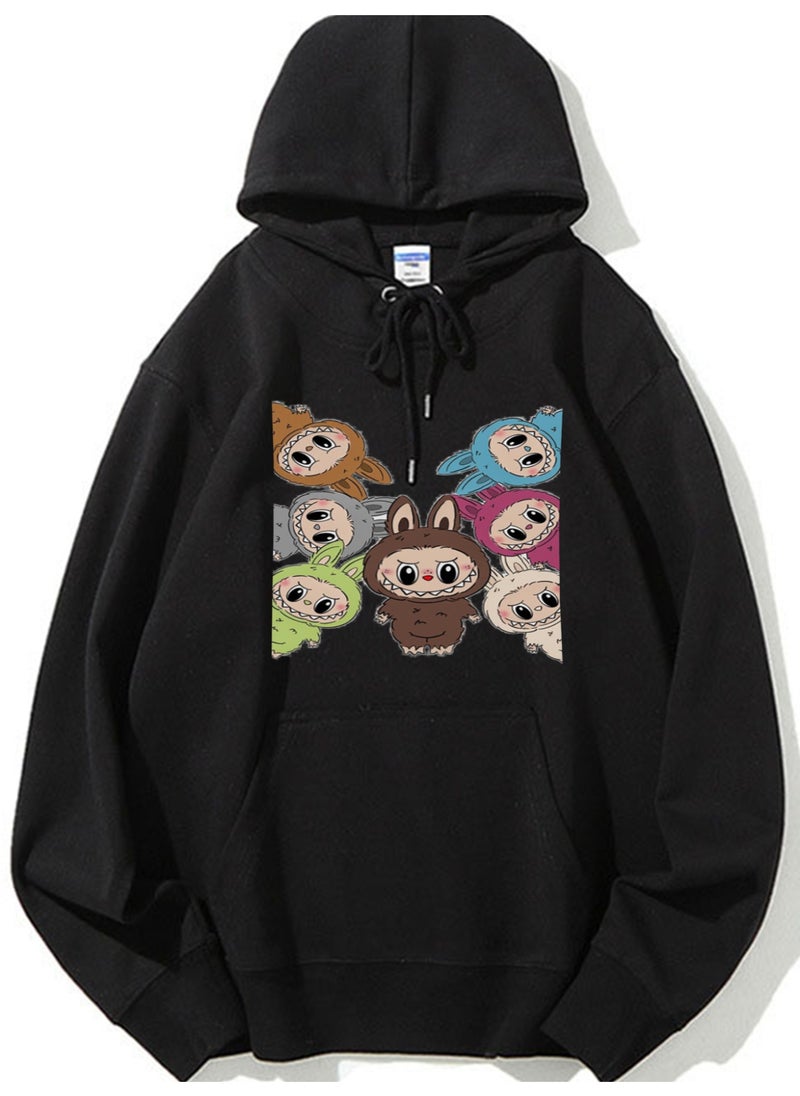 NIBEMINENT Labubu Printed Cotton Long Sleeve Hoodie 